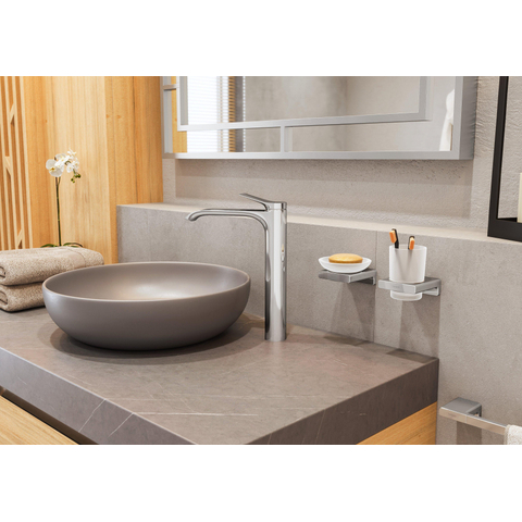 Hansgrohe AddStoris Q AddStorisdrikbeker mat - glas - met houder - hoogglans chroom SW651133
