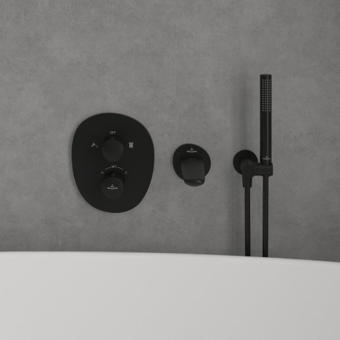 Villeroy & Boch Antao Mitigeur thermostatique encastré avec vanne d'arrêt deux voies - noir mat SW974310