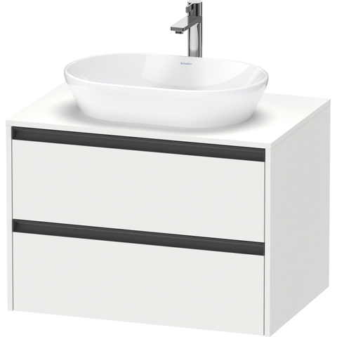 Duravit Ketho.2 Wastafelonderbouwkast - inclusief consoleplaat - met 2 laden - 80x55x56.8cm - met handgrepen antraciet - wit mat SW772307