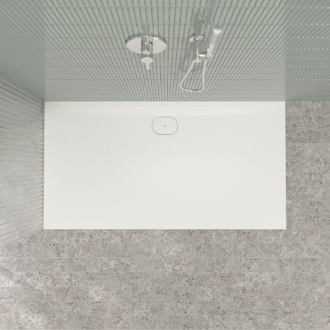Villeroy & Boch Ecora douchebak - 170x90x3.5cm - afvoer lange zijde - stone white (wit) SW1559015