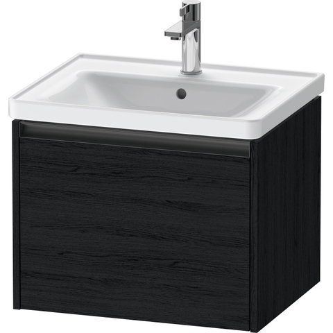 Duravit Ketho.2 Wastafelonderbouwkast - met 1 lade - 58.4x45.5x44cm - met greep antraciet - eiken zwart mat SW772858
