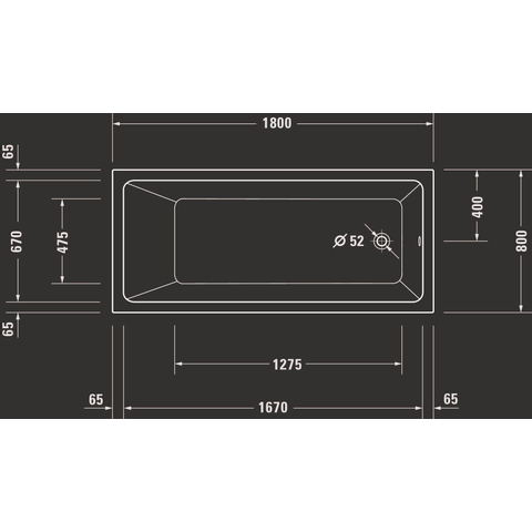 Duravit No.1 Inbouwbad - 180x80cm acryl - glans wit SW723728
