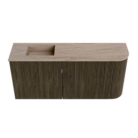 Mondiaz JOYA-DLUX 91.6cm toiletmeubel - ronding rechts kleur Shadow - Wastafel FAYE positie Links 1 kraangat kleur Saba. SW1425148