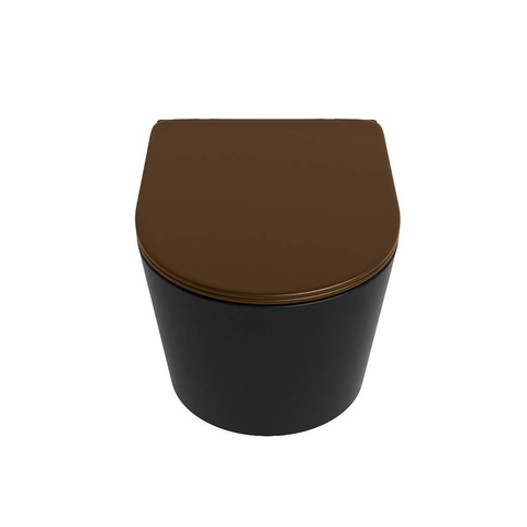 Mondiaz LAVIE WC suspendu – sans bride – 36 x 53 cm – avec abattant softclose – Urban (noir), abattant Rust (brun) SW1208708