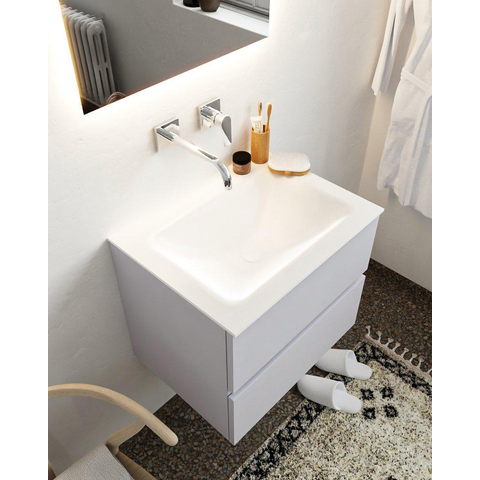 ENSEMBLE DE MEUBLE MONDIAZ VICA - 60cm - 2 tiroirs - lavabo Cloud au centre - 0 trous de robinet - solid surface cale SW410506
