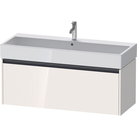 Duravit Ketho.2 Wastafelonderbouwkast - met 1 lade - voor enkele wastafel - 118.4x46x44cm - met greep antraciet - hoogglans wit SW772927