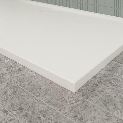 Villeroy & Boch Ecora douchebak - 160x90x3.5cm - afvoer lange zijde - stone white (wit) SW1558981