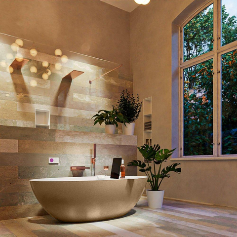 MONDIAZ ROCK Baignoire îlot - 170x70cm - couleur Plata / Talc SW1015106