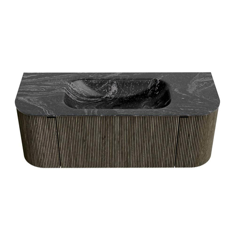 Mondiaz KURVE-DLUX Ensemble de meuble de salle de bains - 120x46x40cm - 1 tiroir - 2 portes - lavabo solid surface - central - 1 trou de robinet - Shadow SW1414646