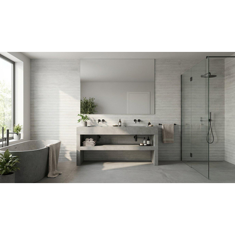 ÉCHANTILLON Terravito Finito carreau mural - 40x120cm - Rectangulaire - 11mm - rectifié - Aspect béton - Tesla silve SW735697