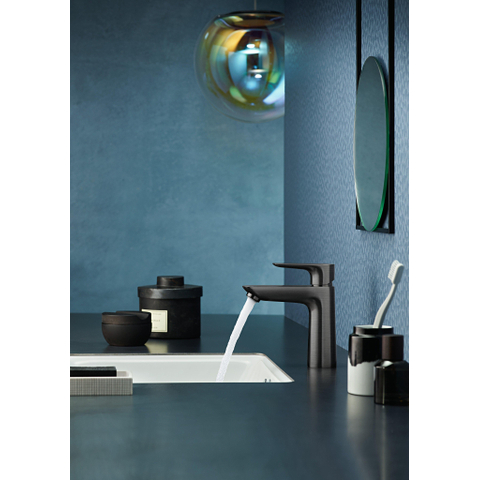 Hansgrohe Talis e Eengreeps wastafelmengkraan - 110 - coolstart - met PopUp - trekwaste - geborsteld zwart chroom SW295826