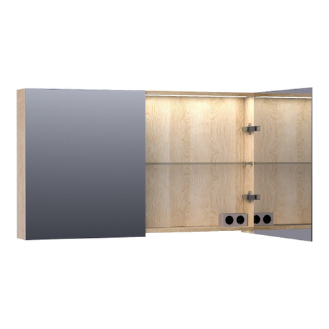 BRAUER Impress Deluxe armoire de toilette - 120x70x15cm - éclairage interne et externe - 2 portes miroir double face - Sunlit SW242137