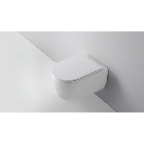 QeramiQ Dely Swirl WC suspendu - 36.5x53cm - à fond creux - sans bride - abattant slim - blanc mat SW1026264