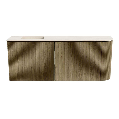 Mondiaz JOYA-DLUX 101.6cm meuble de salle de bains - arrondi droit couleur Dusk - Vasque FAYE position Gauche Sans trou de robinet couleur Meli. SW1425862