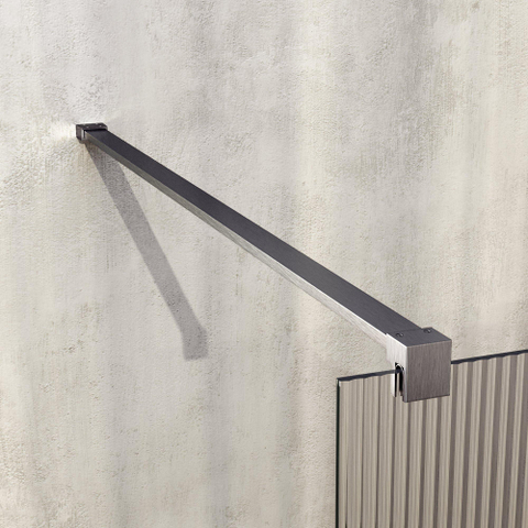 BRAUER Oblivion Paroi de douche à l'italienne - 100x200cm - verre strié clair - revêtement de verre - PVD - acier inox brossé SW1476065