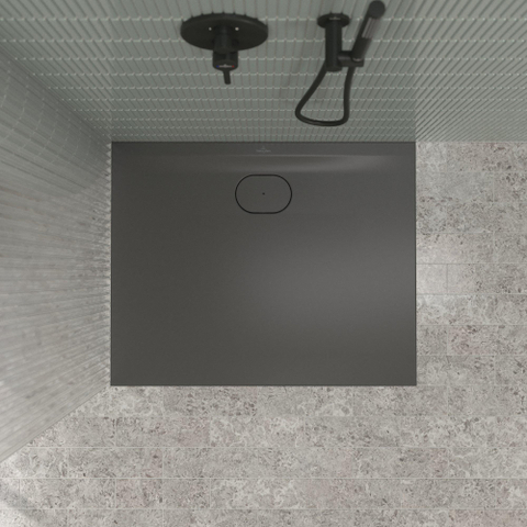 Villeroy & Boch Ecora douchebak - 100x80x3.5cm - afvoer lange zijde - anthracite (antraciet) SW1558912