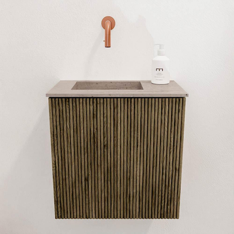 Mondiaz JOYA-DLUX 40cm meuble de toilette - couleur Dusk - Lavabo FAYE position Gauche Sans trou de robinet couleur Saba. SW1426038