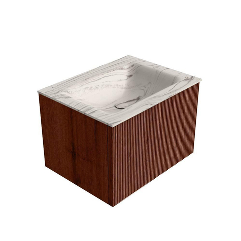 MONDIAZ KURVE-DLUX 60cm badmeubel kleur Ruby met 1 lade en 0 deuren. Wastafel CLOUD Midden zonder kraangat Nata. SW1432516