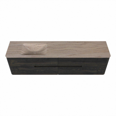 Mondiaz CIRO-DLUX Badkamermeubelset - 190x45x50cm - Solid surface wastafel Saba - 1 wasbak Links - zonder kraangaten - 4 lades - Shadow SW1532731