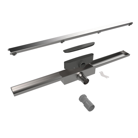 Easy Drain Compact 30 zero caniveau de douche plaque simple avec sortie latérale 6x100cm inox 2302597