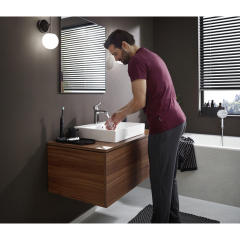 Hansgrohe Metris 1 greeps wastafelkraan - 110 met trekwaste - hoogglans chroom 0450906