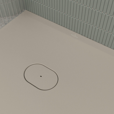 Villeroy & Boch Ecora douchebak - 160x80x4.5cm - afvoer korte zijde - almond (beige) SW1558989