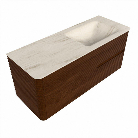 Mondiaz CIRO-DLUX Ensemble de meubles de salle de bains - 120x45x50cm - lavabo solid surface Meli - 1 vasque à droite - sans trous de robinet - 2 tiroirs - Ruby SW1531761
