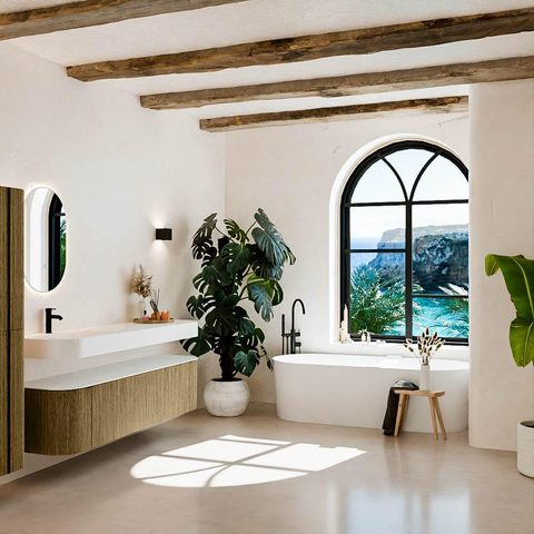 MONDIAZ THOR Meuble de salle de bains 180cm arrondi gauche + droite couleur Dusk avec 2 tiroirs et 2 portes. Vasque suspendue CLOUD Gauche 1 trou de robinet couleur Talc. SW1465965