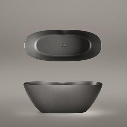 Zeza Element Vrijstaand Bad - 175x76x60cm - solid surface - mat donker grijs OUTLETSTORE STORE37080