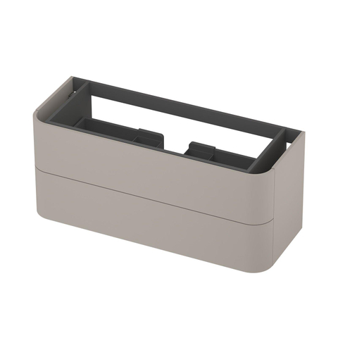 INK Concept R Meuble sous-lavabo - 120x45x52cm - 2 tiroirs - poignées en applique - coins arrondis - MDF laqué - gris cachemire mat SW1405545