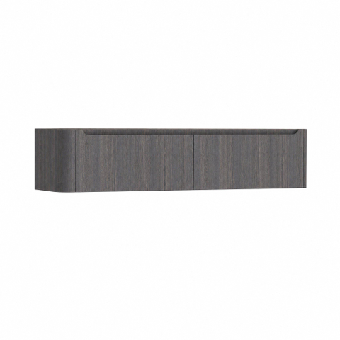 H&R Badmeubelen Juice Meuble sous lavabo - 180x45x40cm - angle gauche arrondi - 2 tiroirs - poignée intégrée - Wengé SW1110682