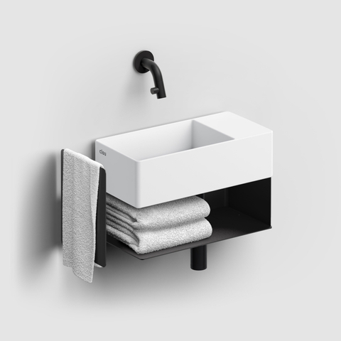 Clou New Flush 3 lave-mains 35x18cm trou de robinet pré-percé aluite Blanc mat SW106246