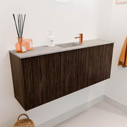 Mondiaz JOYA-DLUX 100cm toiletmeubel - kleur Walnut - Wastafel FAYE positie Midden 1 kraangat kleur Glace. SW1422380