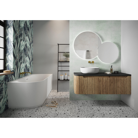 H&R Badmeubelen Duet-R spiegel – organisch – 112x90 cm – indirecte LED rondom – spiegelverwarming – Zilver SW997233