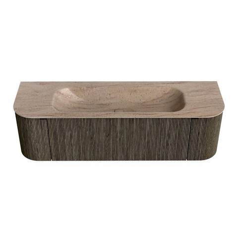 MONDIAZ KURVE-DLUX Meuble de salle de bains 150cm arrondi Gauche + Droite couleur Shadow avec 1 tiroir et 2 portes. Lavabo BIG MEDIUM Central 1 trou de robinet Saba. SW1433258