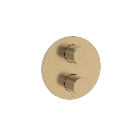 Crosswater Crossbox Lazo douchekraan - geschikt voor 2 functies - thermostatisch - gecoat messing geborsteld (goud) SW956212