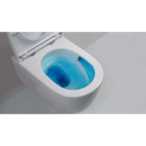 QeramiQ Dely Swirl WC suspendu - 36.5x53cm - à fond creux - sans bride - abattant slim - blanc mat SW1026264