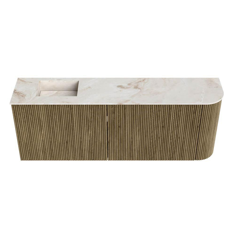 Mondiaz JOYA-DLUX 111.6cm toiletmeubel - ronding rechts kleur Dusk - Wastafel FAYE positie Links Zonder kraangat kleur Frappe. SW1423110