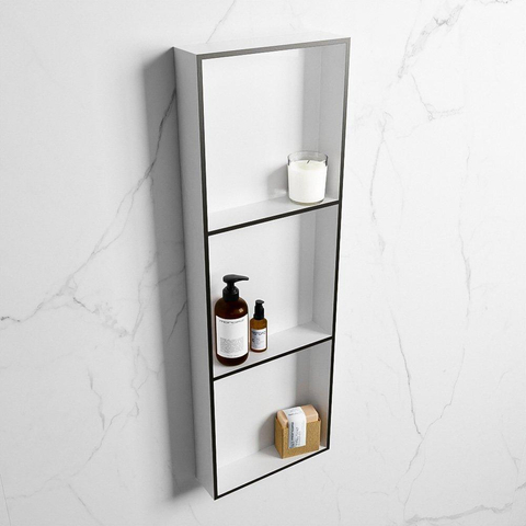 Mondiaz Easy nis 29.5x89.5x8cm voor Inbouw/opbouw 3 open vakken Solid surface Talc/Urban SW643849