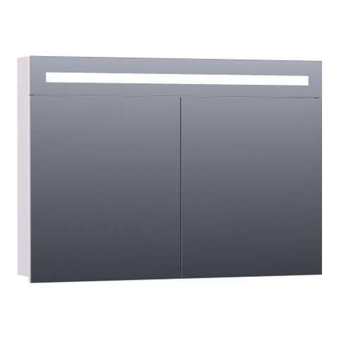Saniclass 2.0 Spiegelkast - 100x70x15cm - verlichting geintegreerd - 2 links- en rechtsdraaiende spiegeldeuren - MDF - mat wit SW371649