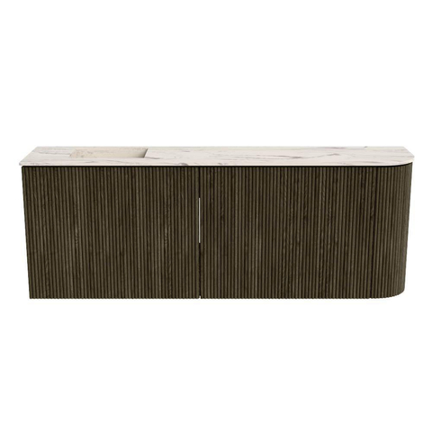 Mondiaz JOYA-DLUX 111.6cm toiletmeubel - ronding rechts kleur Shadow - Wastafel FAYE positie Links 1 kraangat kleur Nata. SW1425004