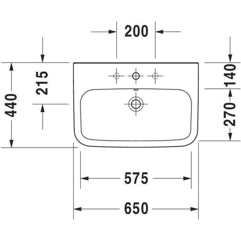 Duravit Durastyle Wastafel - 65x44cm - met 1 kraangat - met overloop - wit SW54093