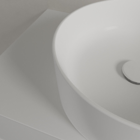 Villeroy & Boch Collaro opzetwastafell rond - diameter 40cm - zonder overloop - zonder kraangat CeramicPlus - Stone White (mat wit) SW336043