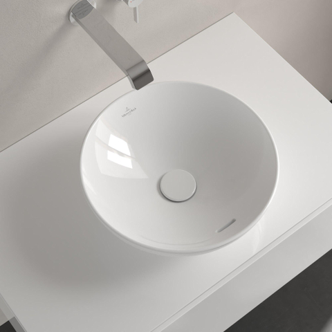 Villeroy & Boch Loop & Friends opzetwastafel - 38x38cm - zonder kraangat - met overloop CeramicPlus - White Alpine (glans wit) SW644143