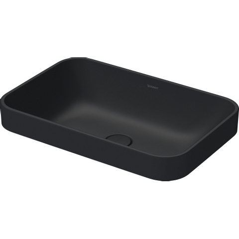 Duravit Happy D.2 Plus waskom rechthoekig - zonder kraangat - zonder overloop - 60x40cm - met keramische afdekkap - mat antraciet SW297026