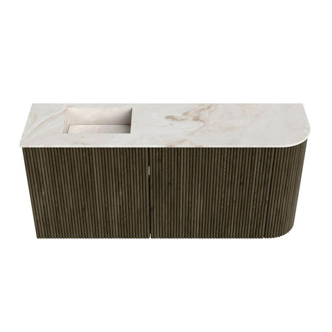 Mondiaz JOYA-DLUX 91.6cm toiletmeubel - ronding rechts kleur Shadow - Wastafel FAYE positie Links Zonder kraangat kleur Frappe. SW1422720
