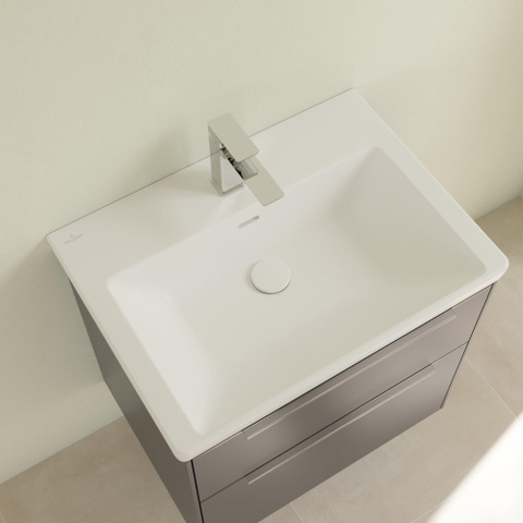 Villeroy & Boch Subway 3.0 lavabo - 65x47x16.5cm - 1 trou de robinet - stone white mat SW701565