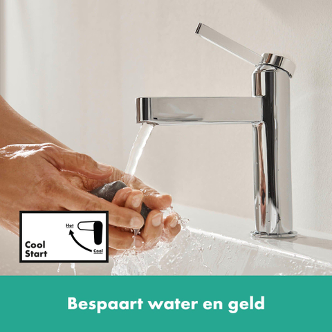 Hansgrohe Finoris 1 greeps wastafelkraan - 110 - coolstart - met afvoerplug - hoogglans chroom SW651103