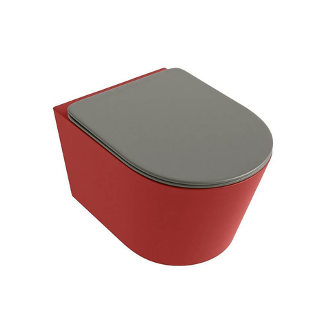 Mondiaz LAVIE WC suspendu – sans bride – 36 x 53 cm – avec abattant softclose – Fire (rouge), abattant Smoke (brun clair) SW1208728