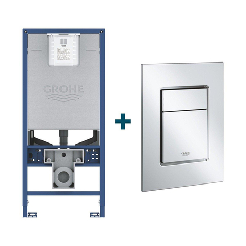 GROHE Rapid SLX bâti-support - 50x14.5x113cm - avec prise électrique et raccord WC lavant - avec plaque de commande Skate Cosmopolitan - chromé SW405742